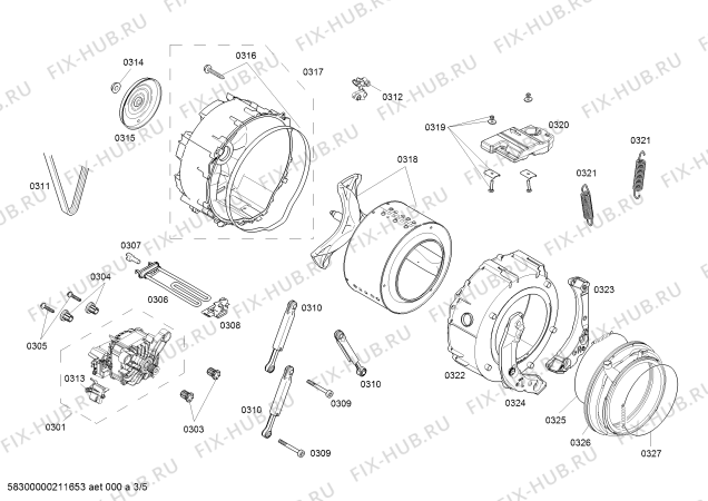 Взрыв-схема стиральной машины Bosch WLK20261IN Serie | 4 - Схема узла 03